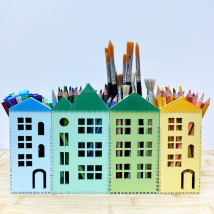 Desk organizer - colorful house