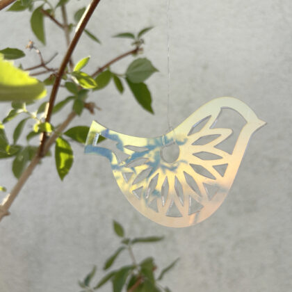 Transparent bird with geometric pattern